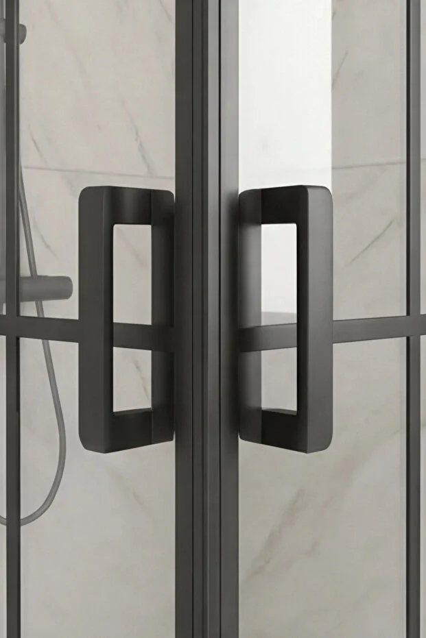 Duşakabin Kare 5mm Siyah Çizgi Cam 190cm